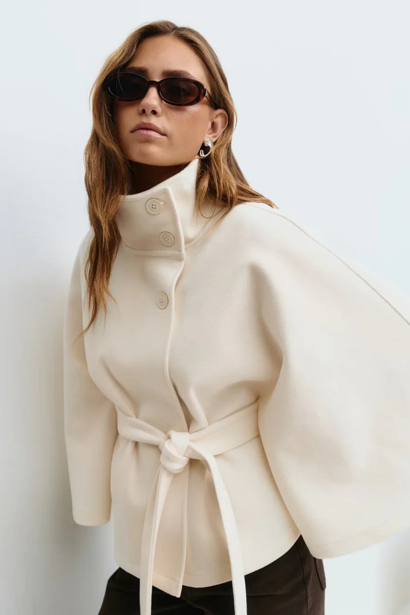 Belted High Collar Coat