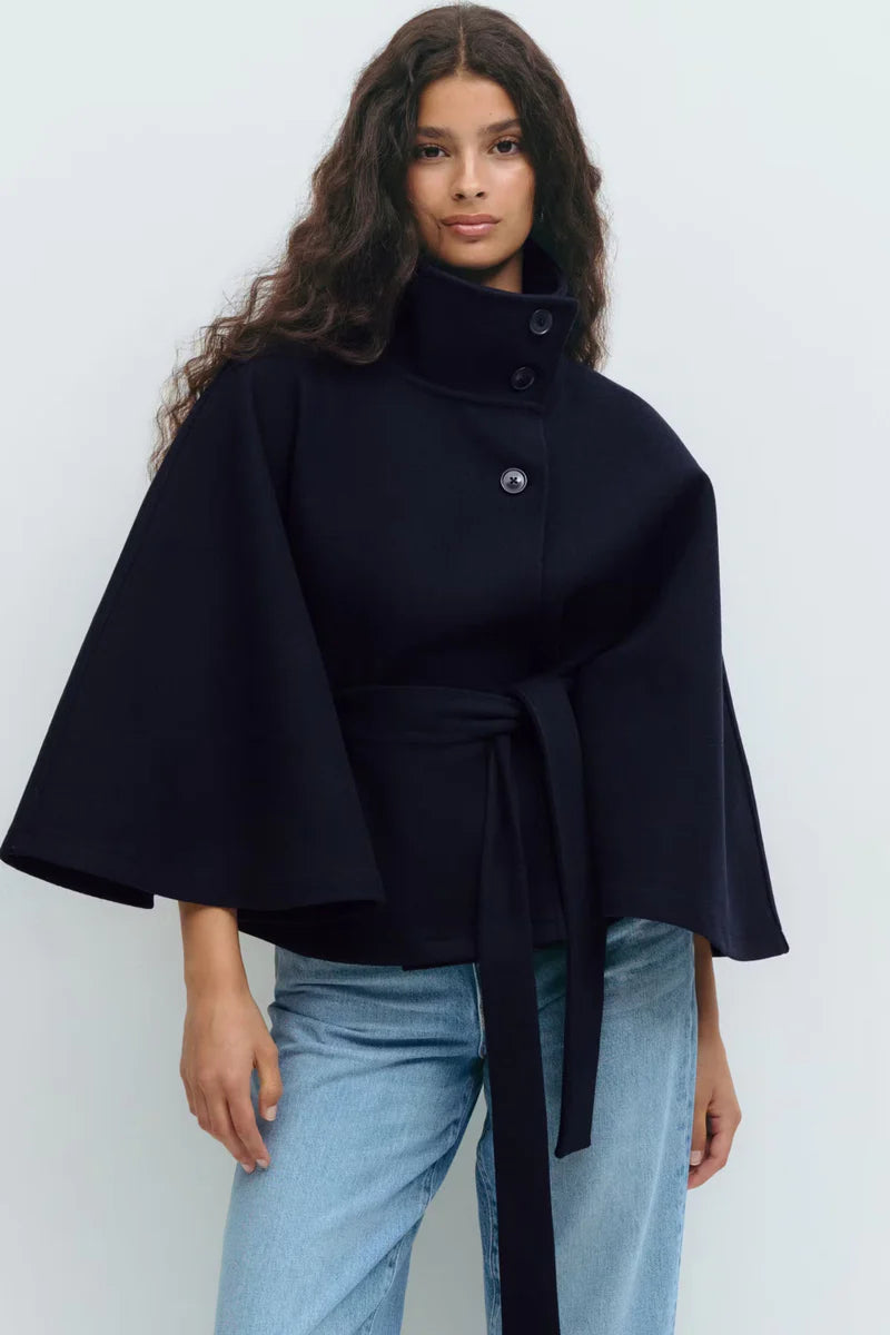 Belted High Collar Coat