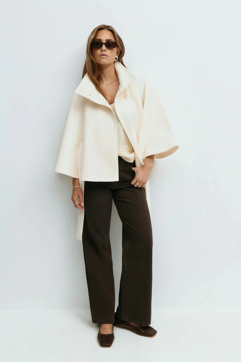 Belted High Collar Coat