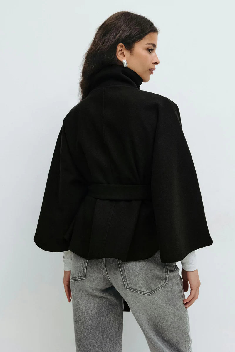 Belted High Collar Coat
