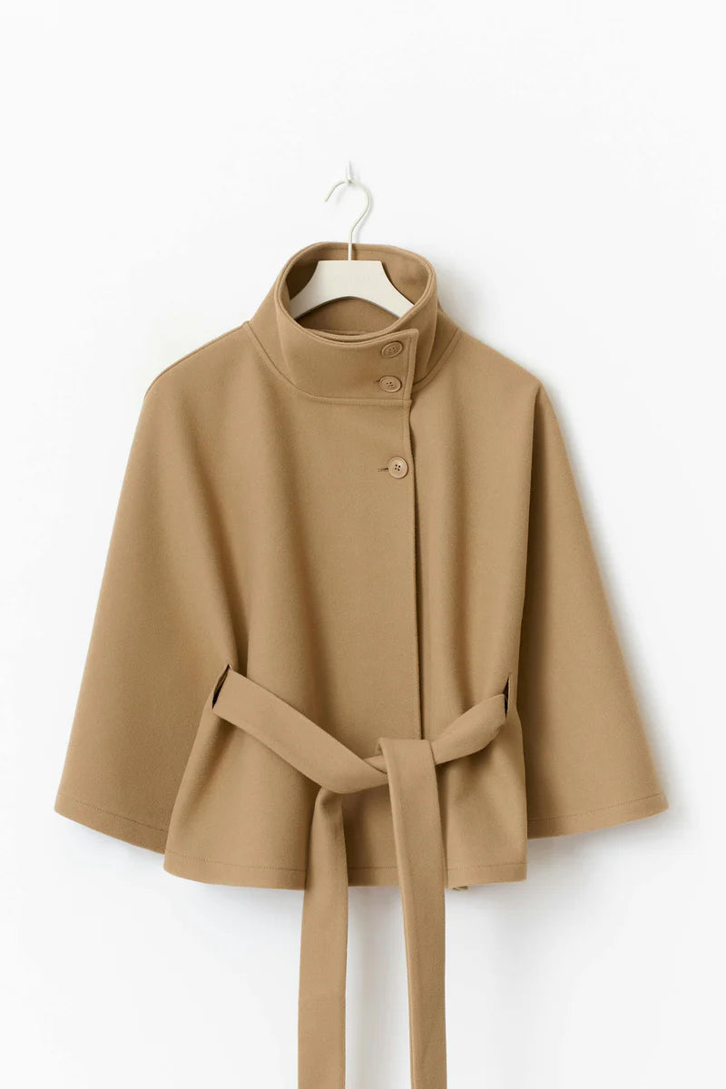 Belted High Collar Coat
