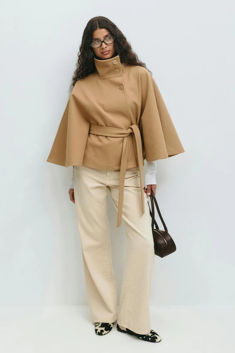Belted High Collar Coat