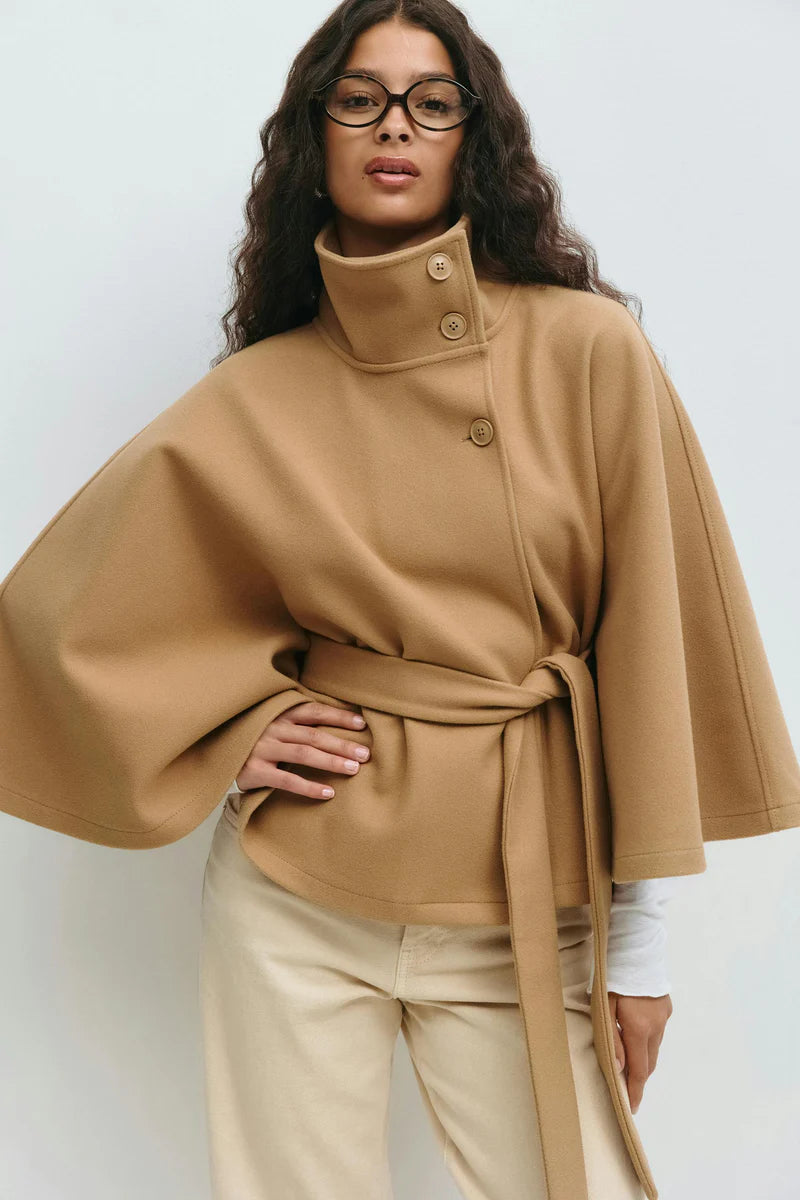Belted High Collar Coat