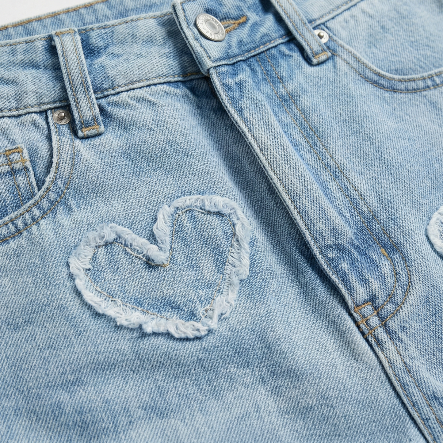 Embroidered Heart Shorts - Above Knee Length, Cute Design