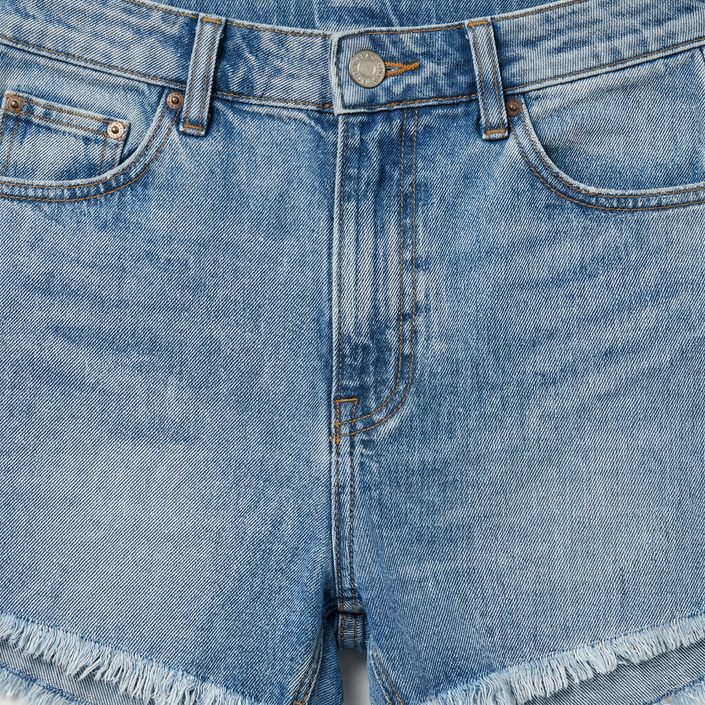 Flared Women's Shorts - Frayed Hem, Relaxed Fit