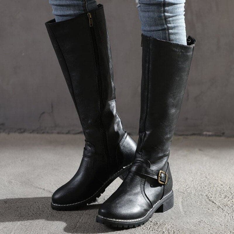 Knee High Riding Boots With Side Zip