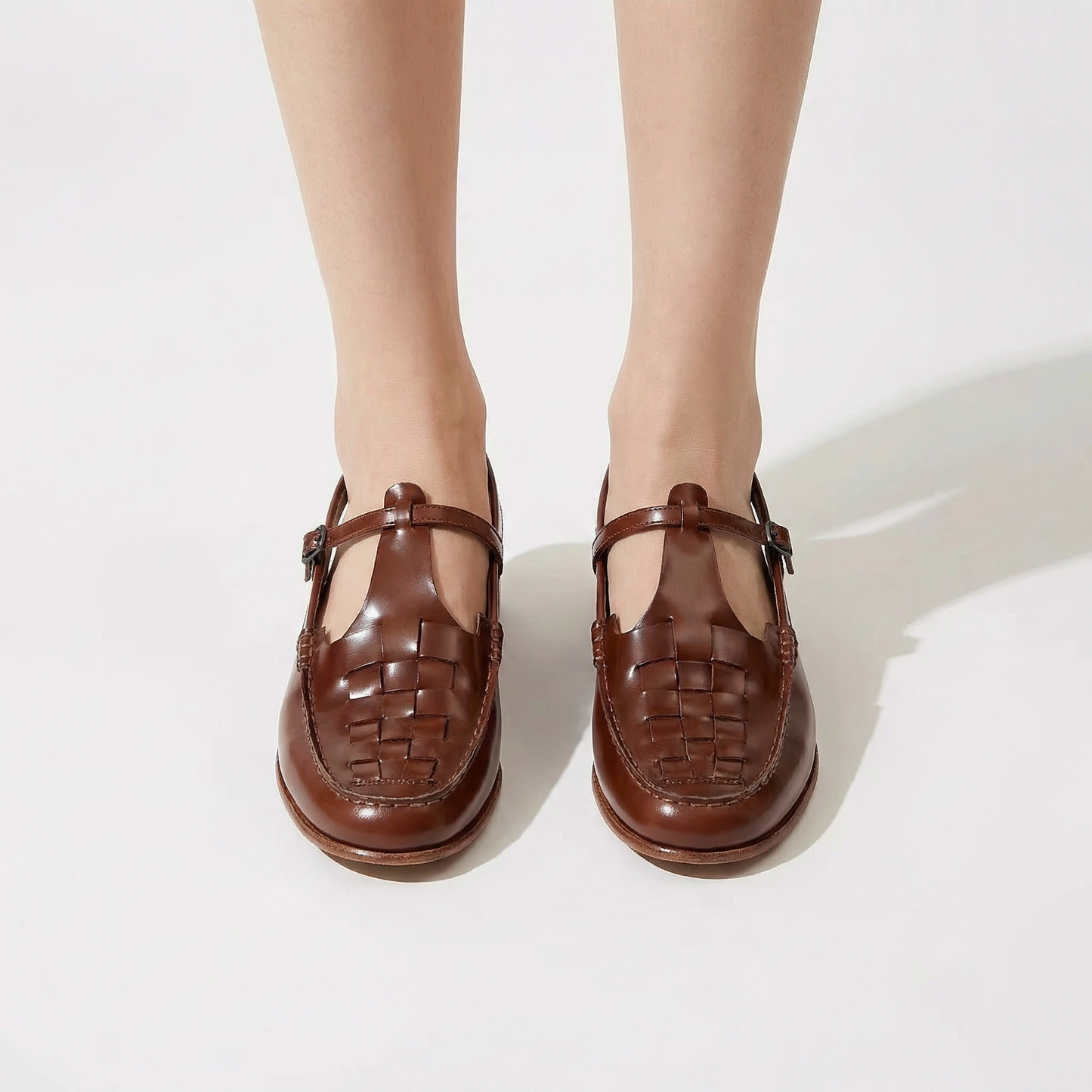 Leather Slingback Sandals - Woven Upper, Cushioned Orthopedic Insoles