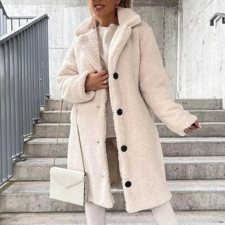 Button Front Teddy Coat