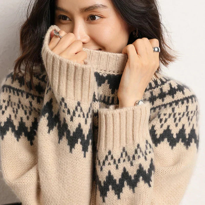 Fall Geometric Yoke Turtleneck