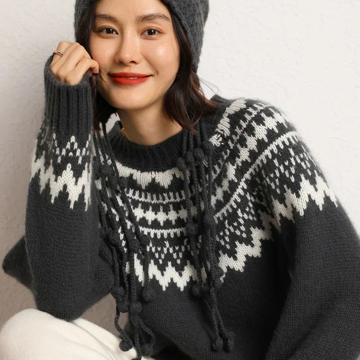 Fall Geometric Yoke Turtleneck
