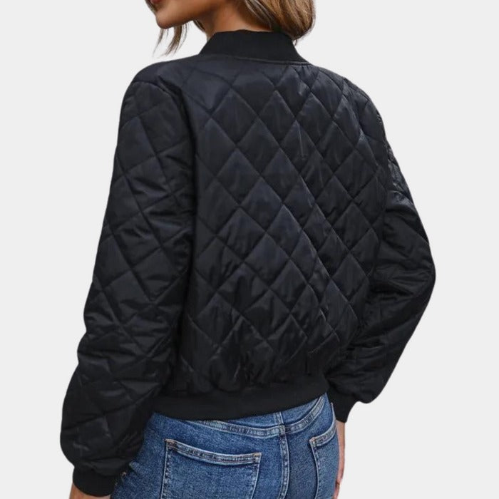 Quilted Zip-Up Bomber Jacket