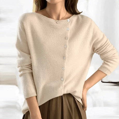Asymmetric Button Cardigan
