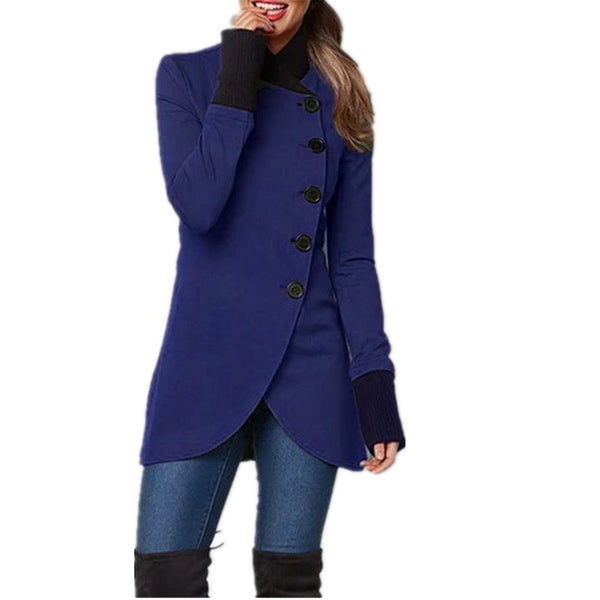 Asymmetrical Button-Front Tulip Hem Coat