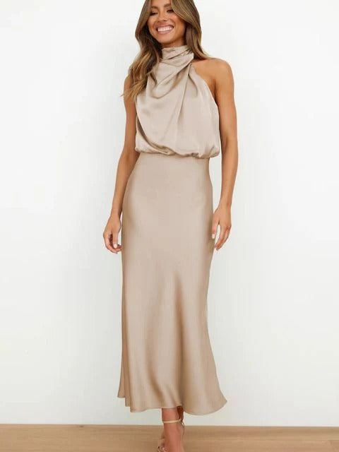 DrapeNeck Halter Dress