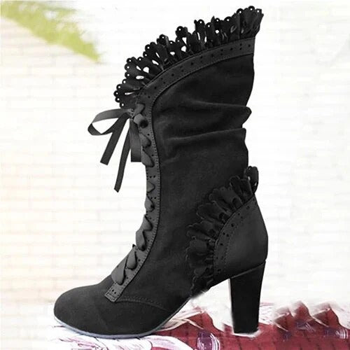 Fall Lace-Up Heeled Boots