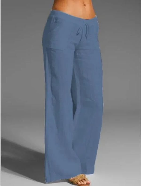 Wide-Leg Drawstring Pants
