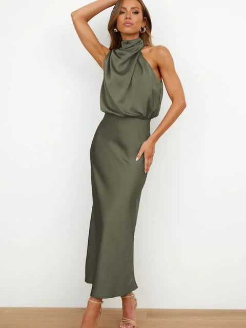 DrapeNeck Halter Dress