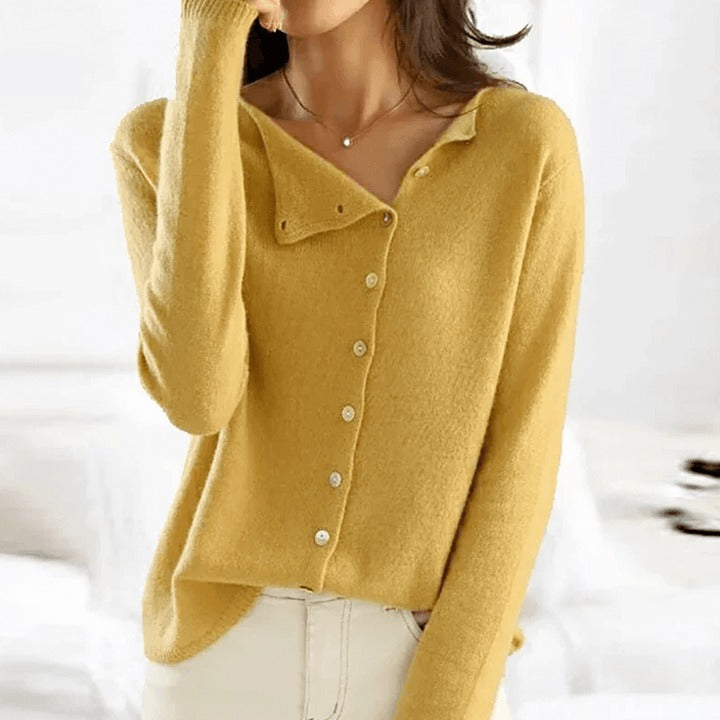 Asymmetric Button Cardigan