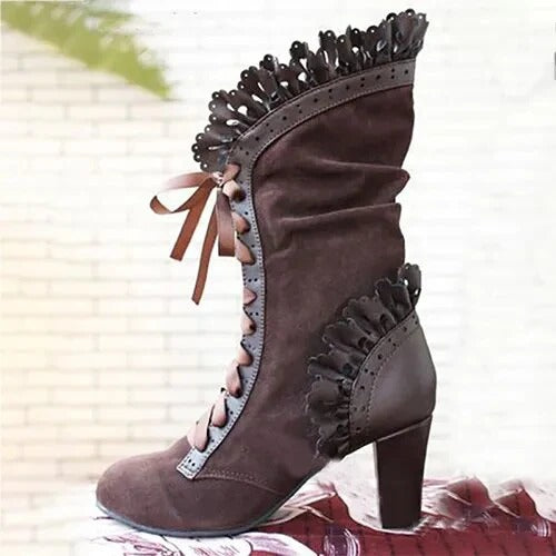 Fall Lace-Up Heeled Boots