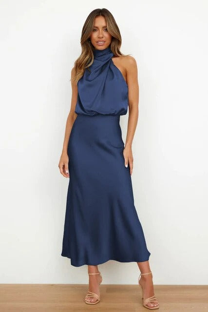 DrapeNeck Halter Dress