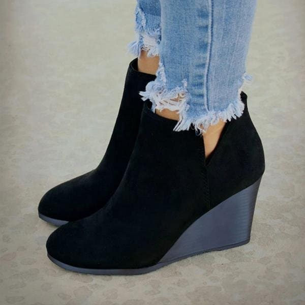 Fall Suede Wedge Ankle Boots