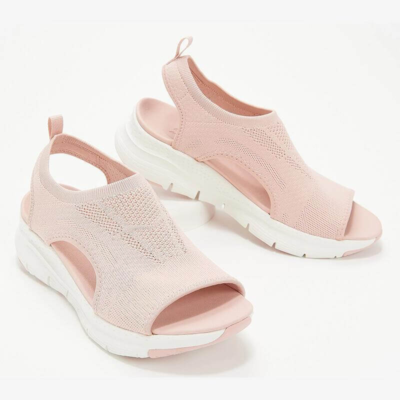 Cross-Stitched Sling Sandals
