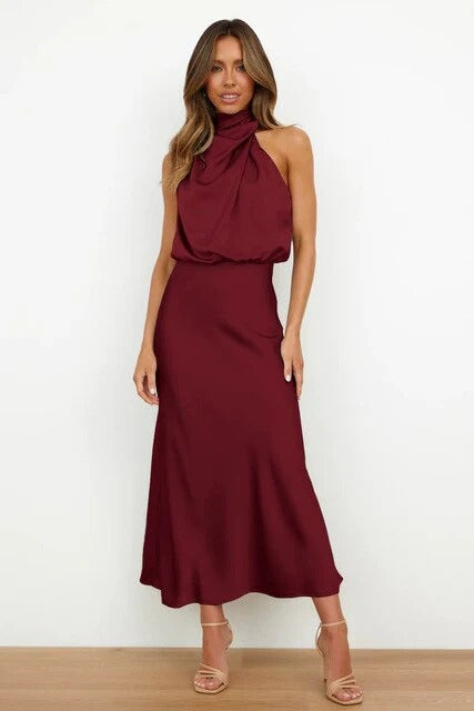 DrapeNeck Halter Dress