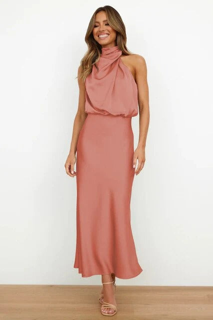 DrapeNeck Halter Dress