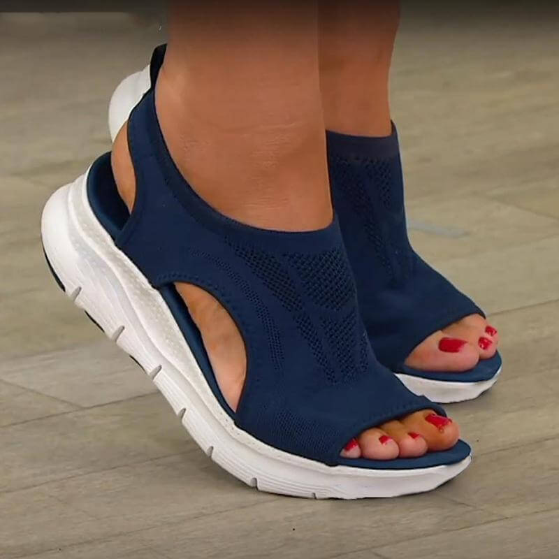 Cross-Stitched Sling Sandals