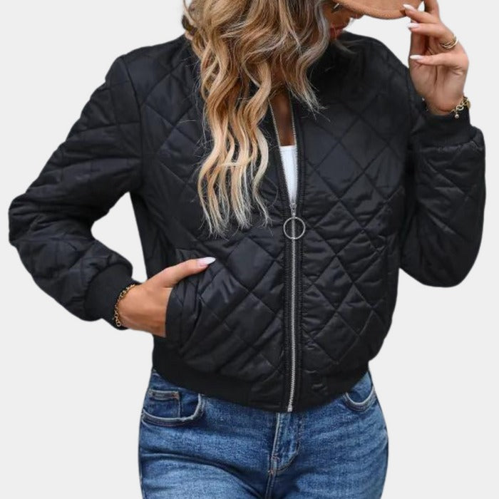 Quilted Zip-Up Bomber Jacket