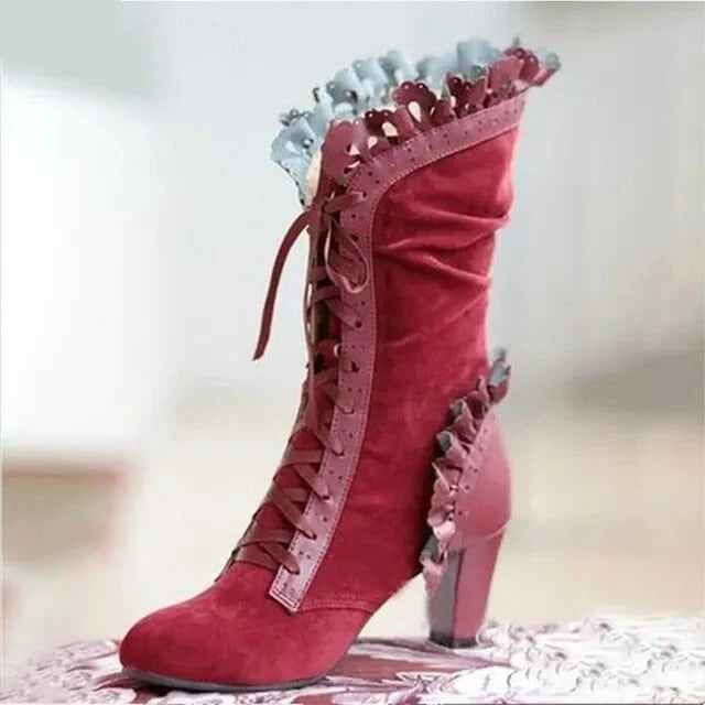 Fall Lace-Up Heeled Boots