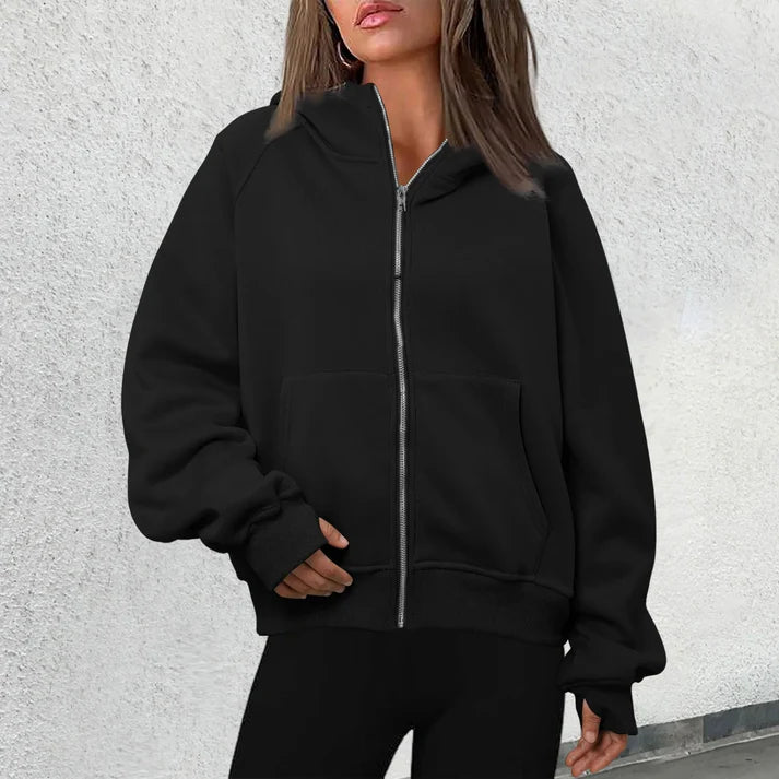 Women’s Zip Hoodie Jacket – Front Zip Closure With Kangaroo Pockets for Fall Layering