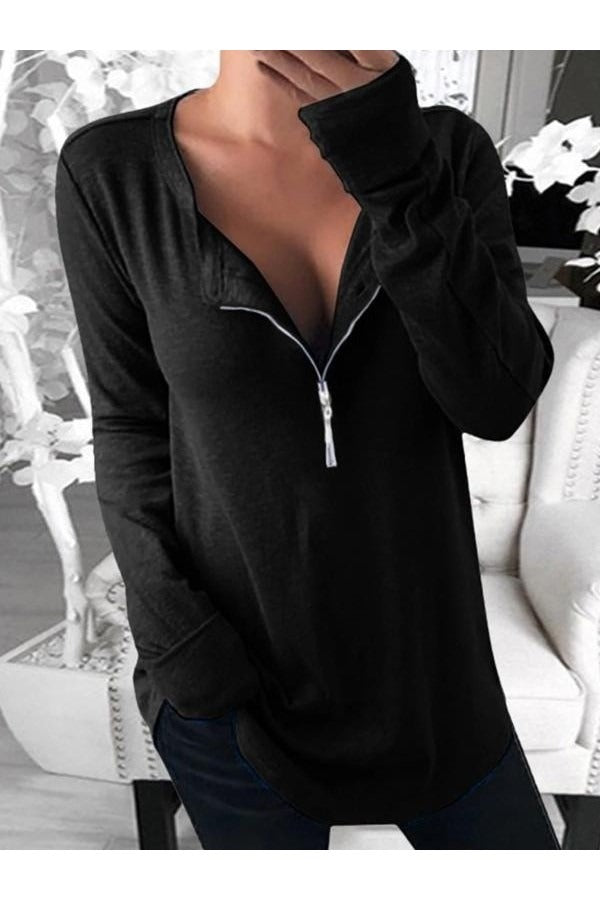 Zip Front Long Sleeve Sweatshirt