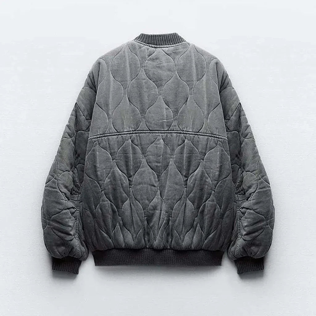 Fall Wave-Stitch Quilted Bomber
