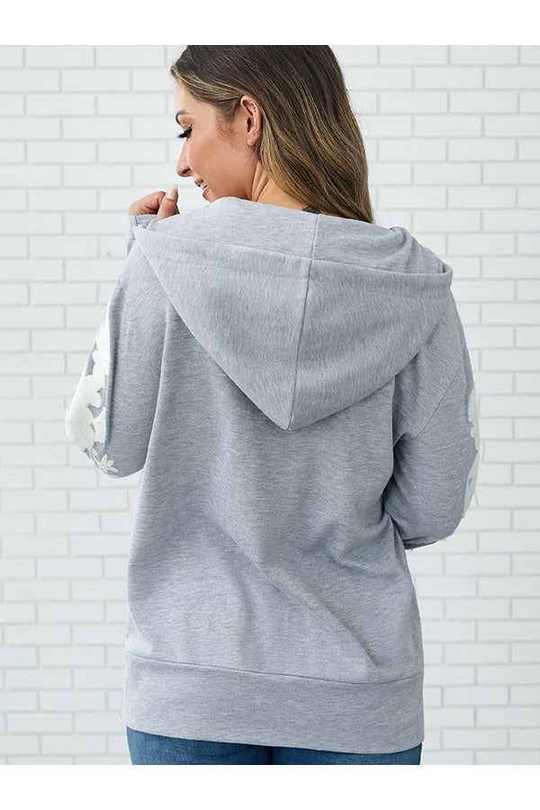 Fall Embroidered Zip Hoodie