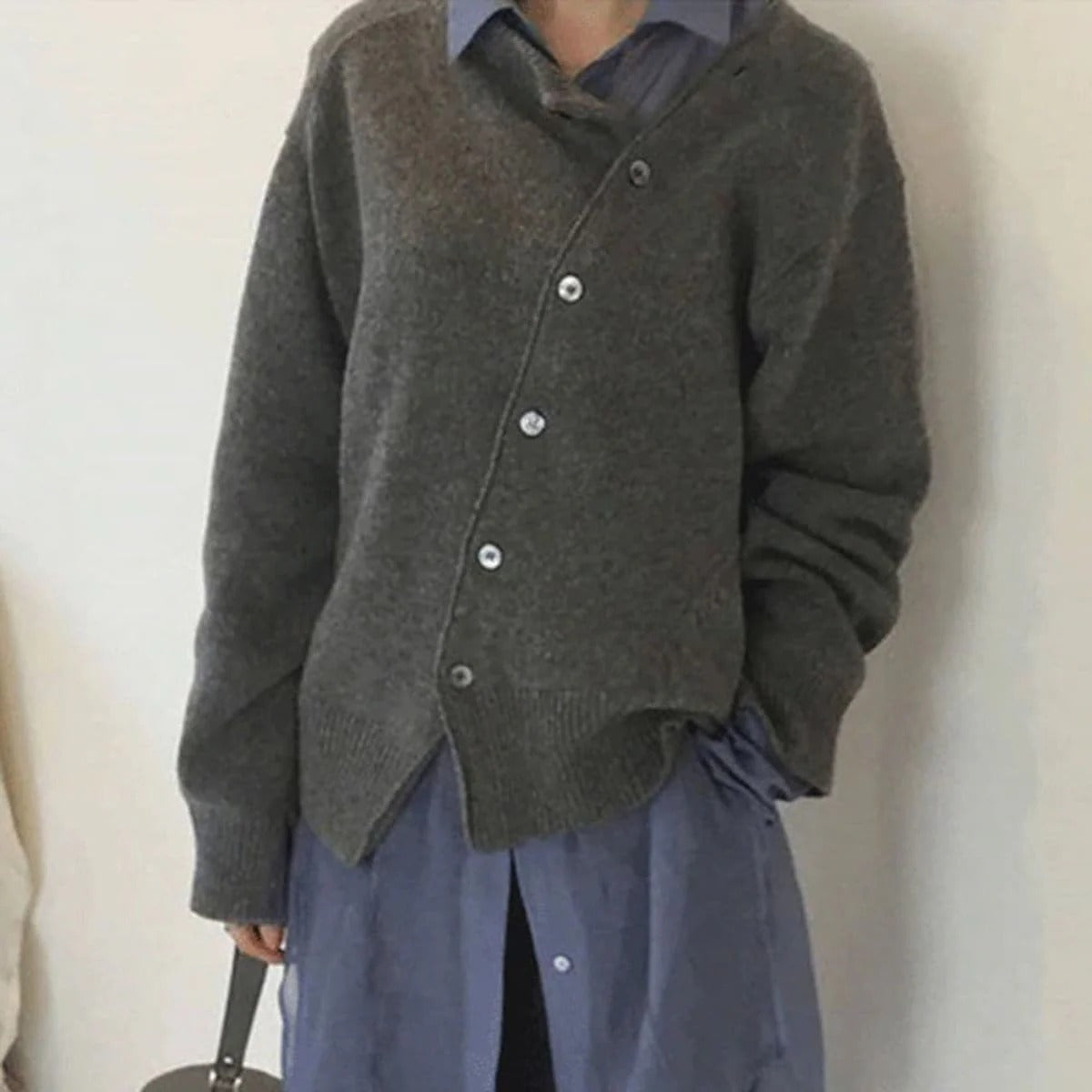 Asymmetrical Button Cardigan
