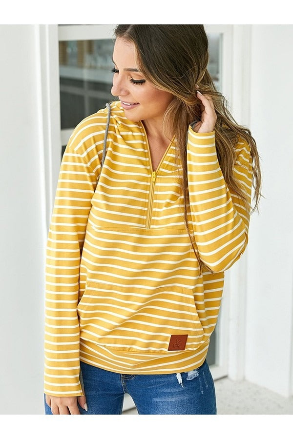 Fall Horizon Stripe Zip Hoodie