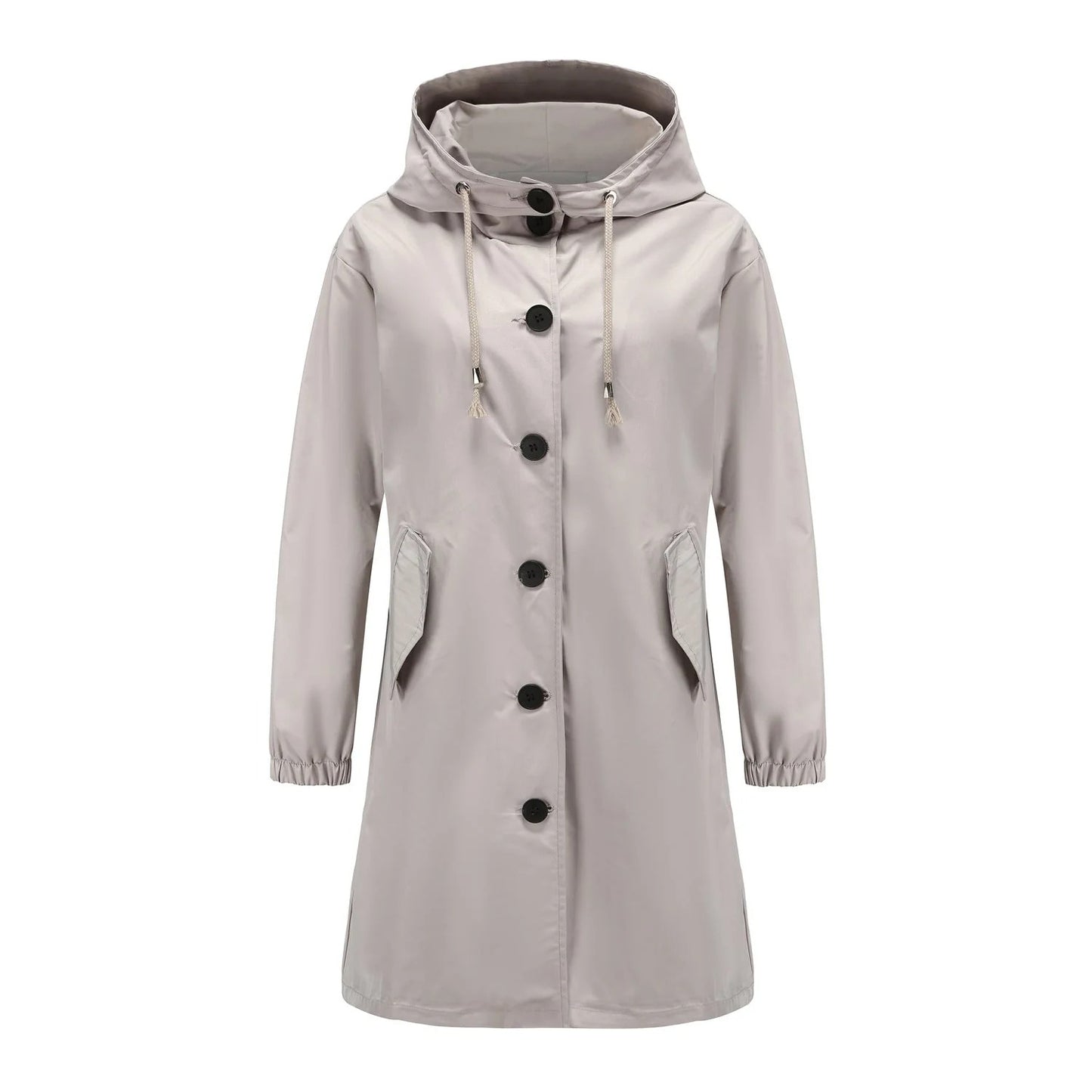 Fall Hooded Single-Breasted Coat