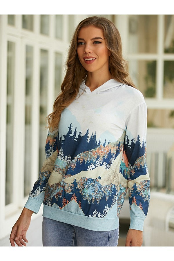 Fall Scenic Print Hoodie