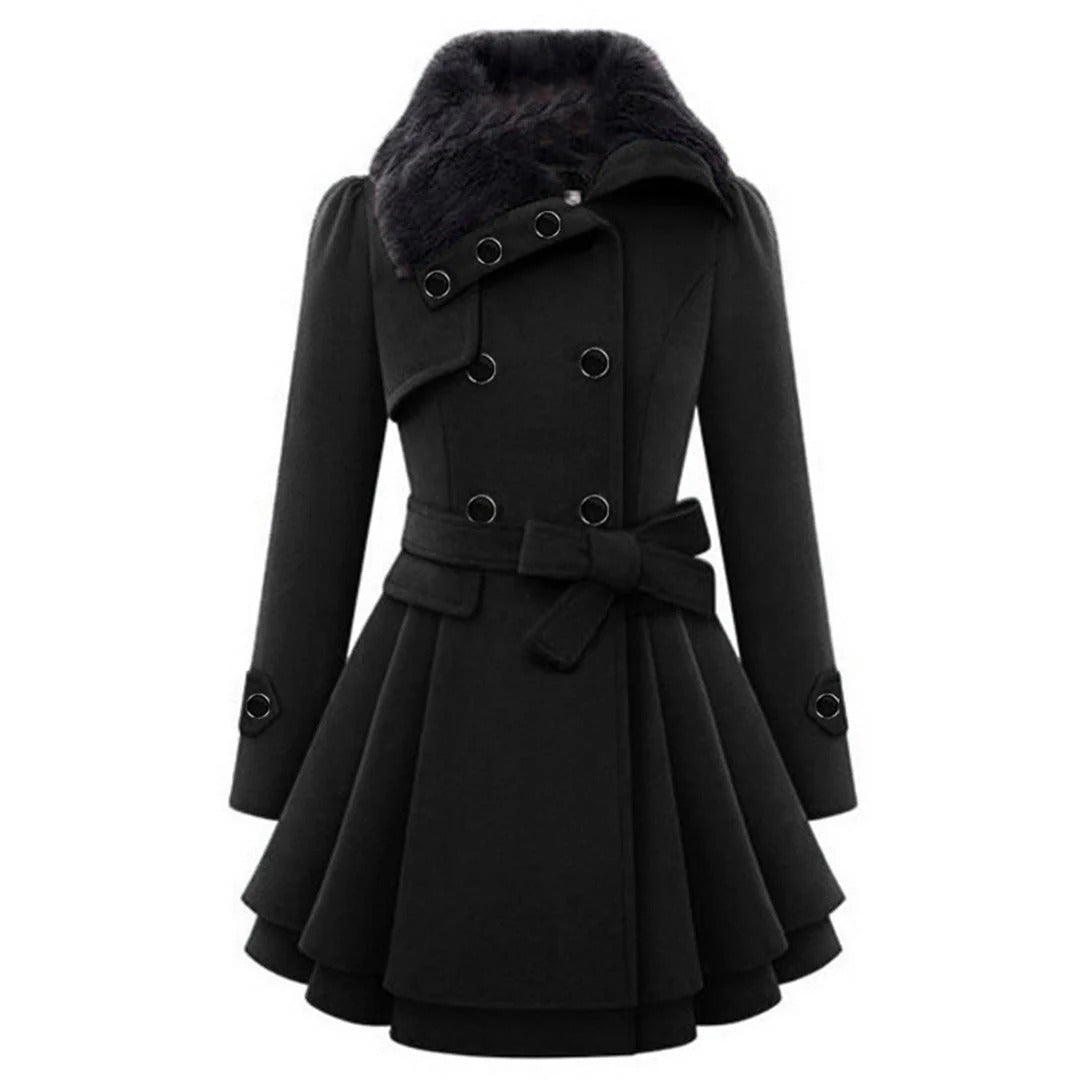 Double-Breasted Fit-and-Flare Coat