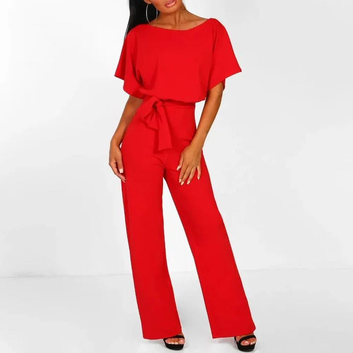 Wide-Leg Belted Jumpsuit