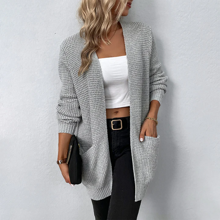 Textured Knit Open Cardigan