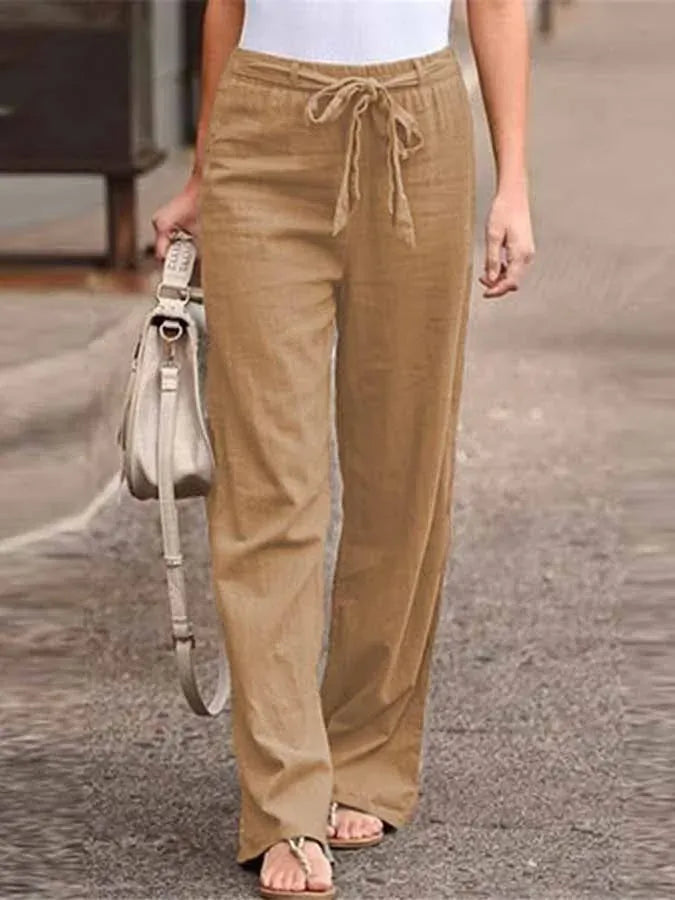 Wide-Leg Tie Waist Pants