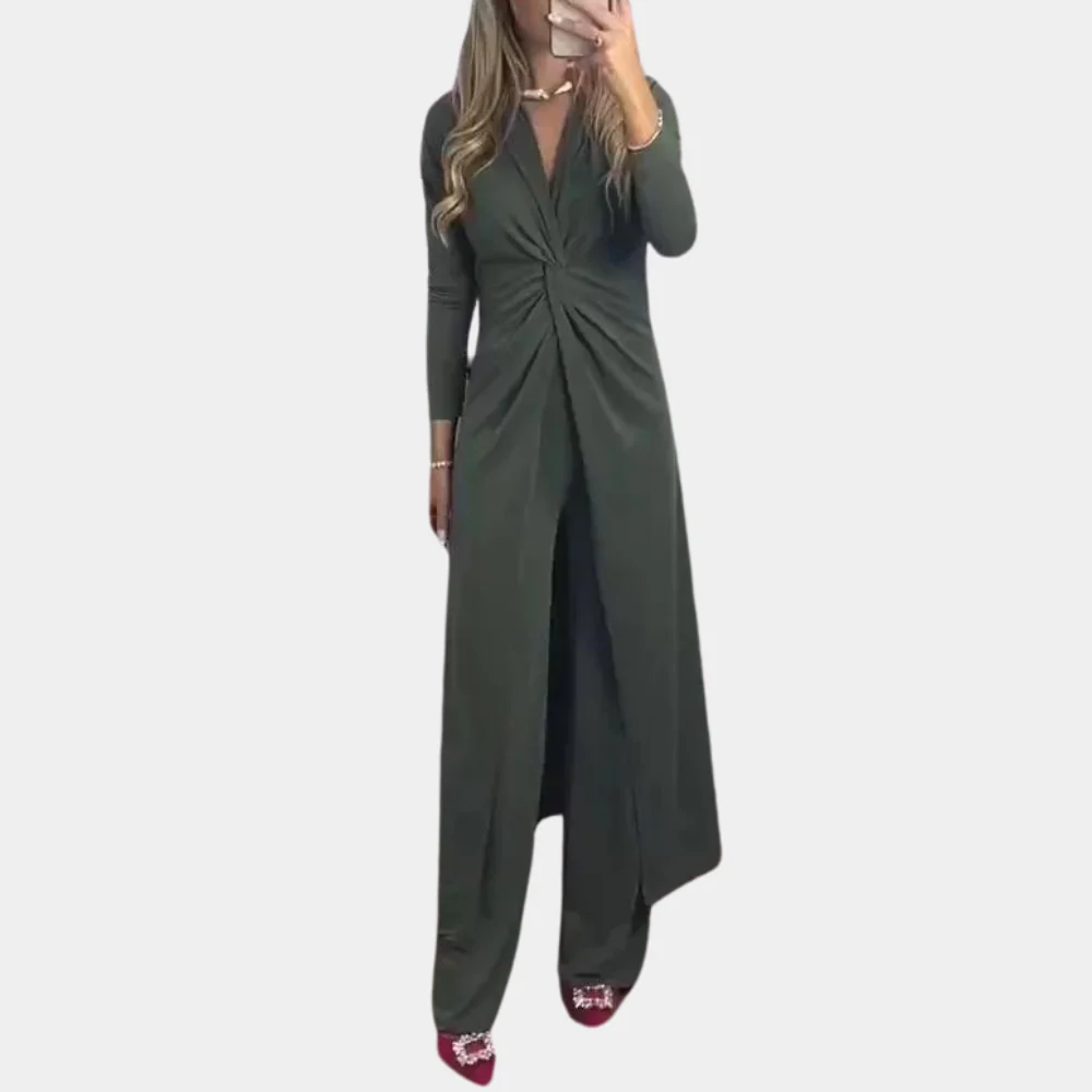 Twist Drape Top & Wide-Leg Set