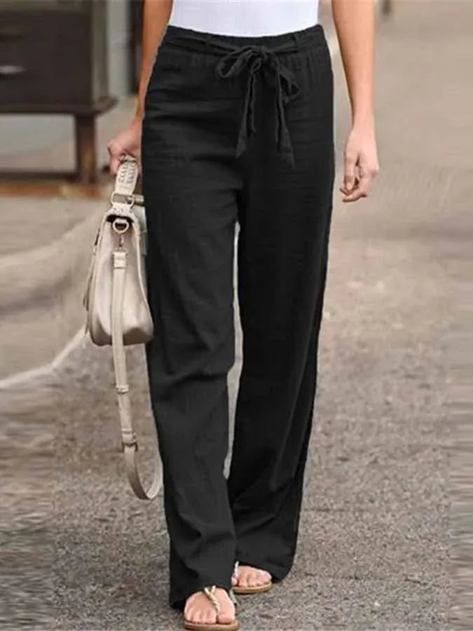 Wide-Leg Tie Waist Pants