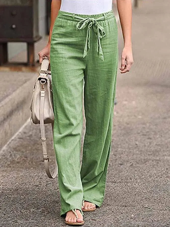 Wide-Leg Tie Waist Pants