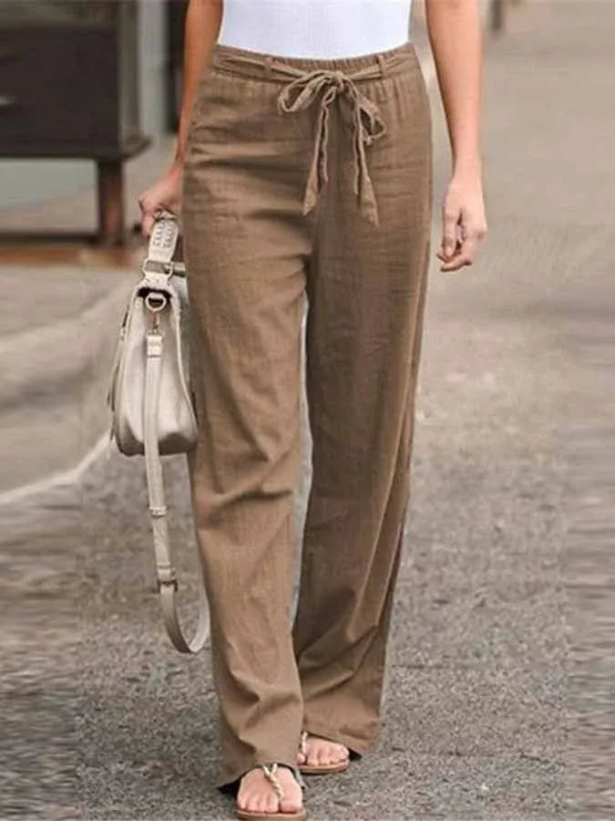 Wide-Leg Tie Waist Pants