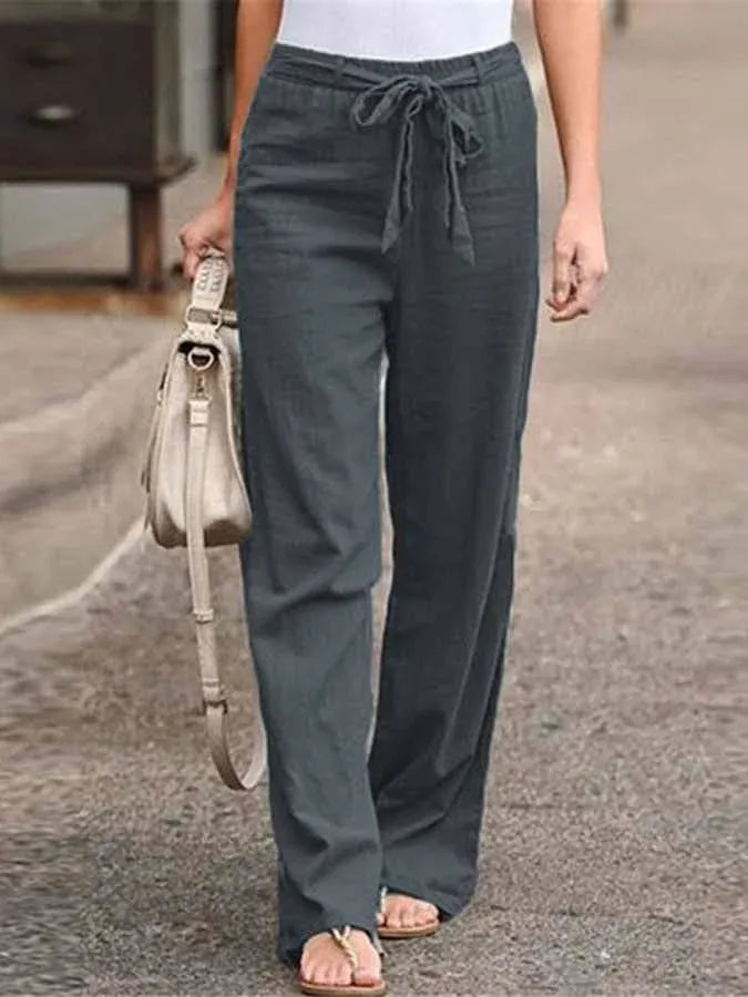 Wide-Leg Tie Waist Pants