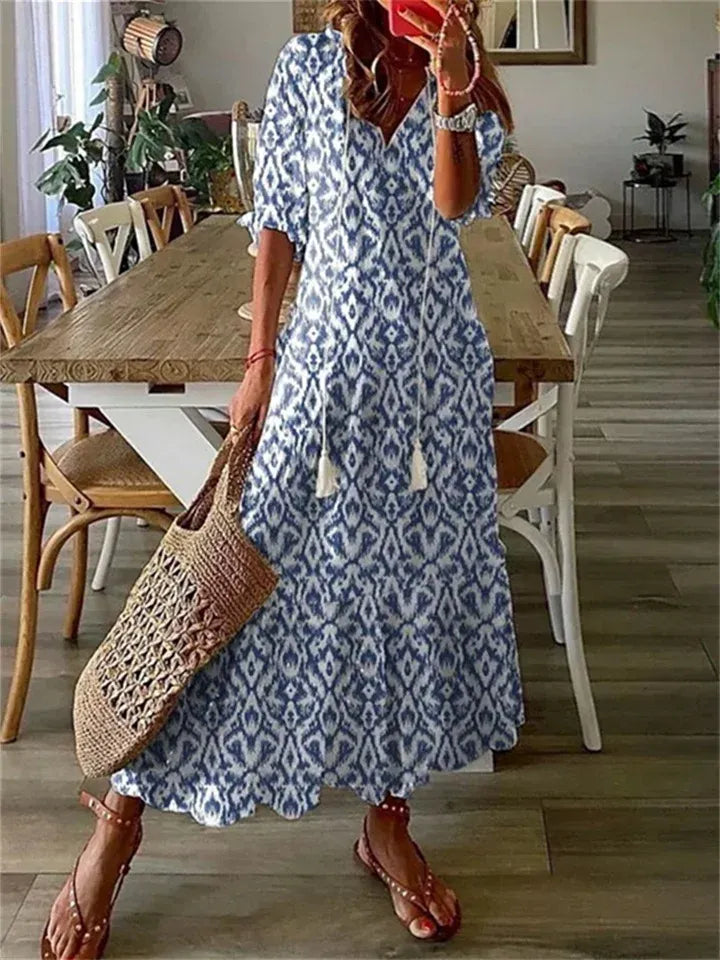 Drawstring Floral Maxi Dress