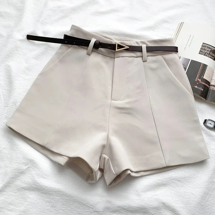 Triangle Buckle High-Waist Shorts